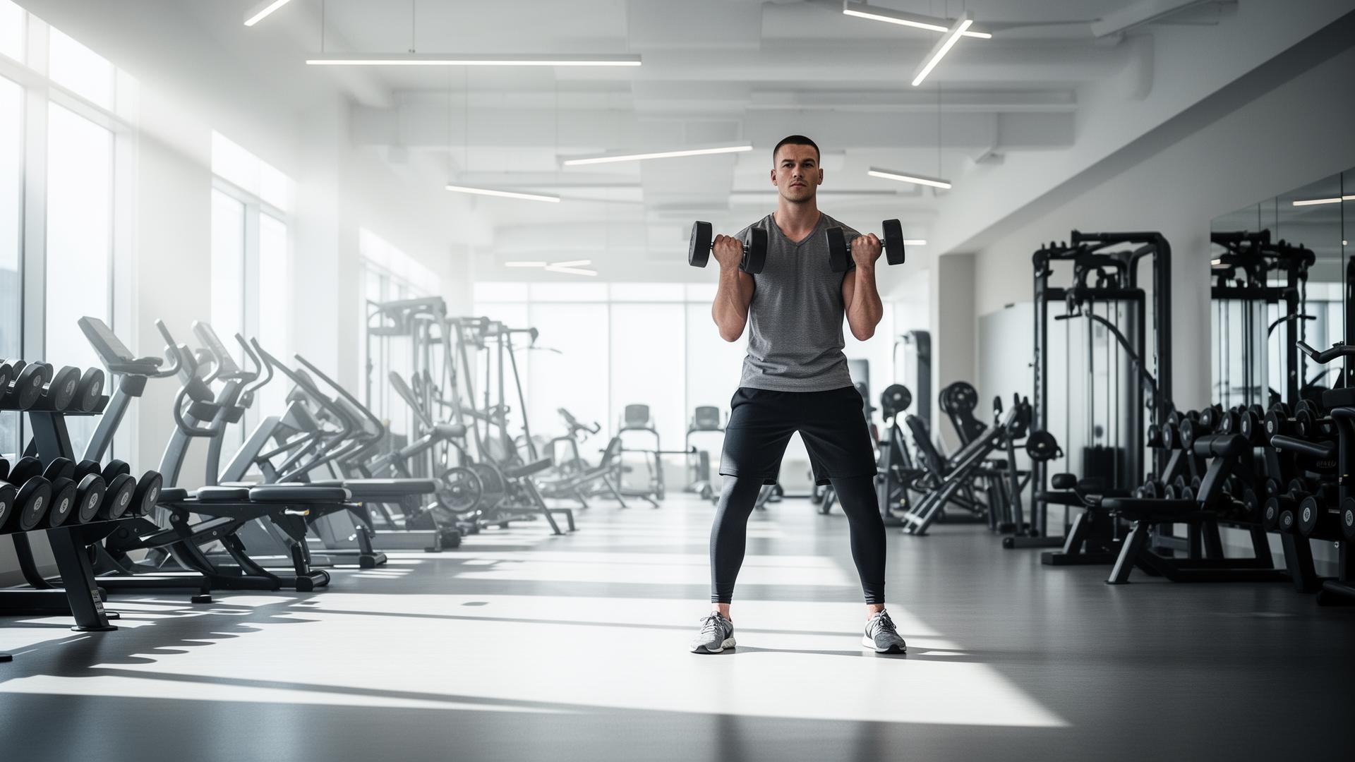 Modern gym interior with athlete training
